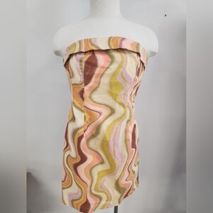 Wild Fable 70s Retro Style Tube Mini Dress Psychedelic Design Womens M NWOT Mod